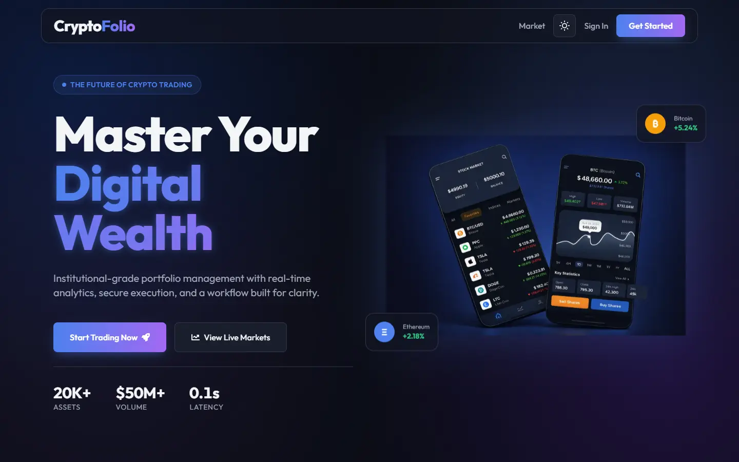 Cryptofolio, desktop screen 1